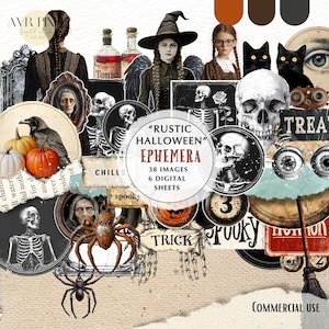 Rustic Halloween Ephemera Kit | Gothic Junk Journal & Vintage Collage | Digital Download