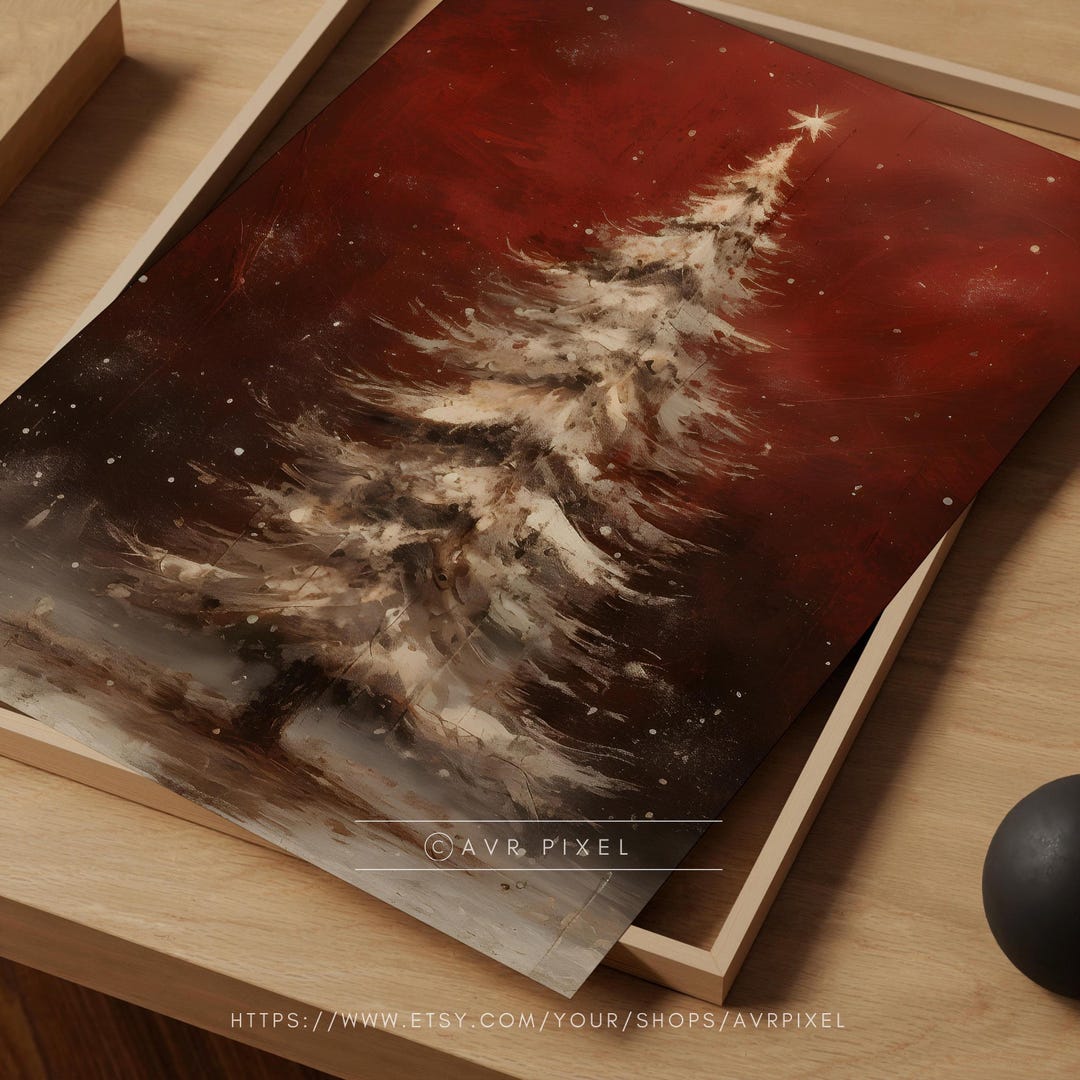 Vintage Christmas Tree Print: Farmhouse Winter Wall Decor view 3