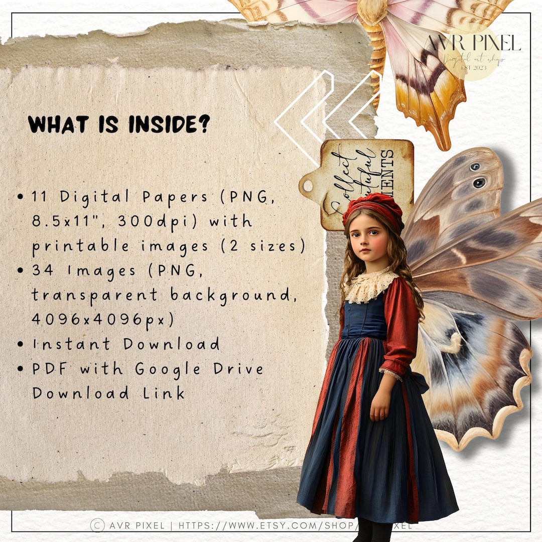 Vintage Butterfly Girls Ephemera Kit view 5