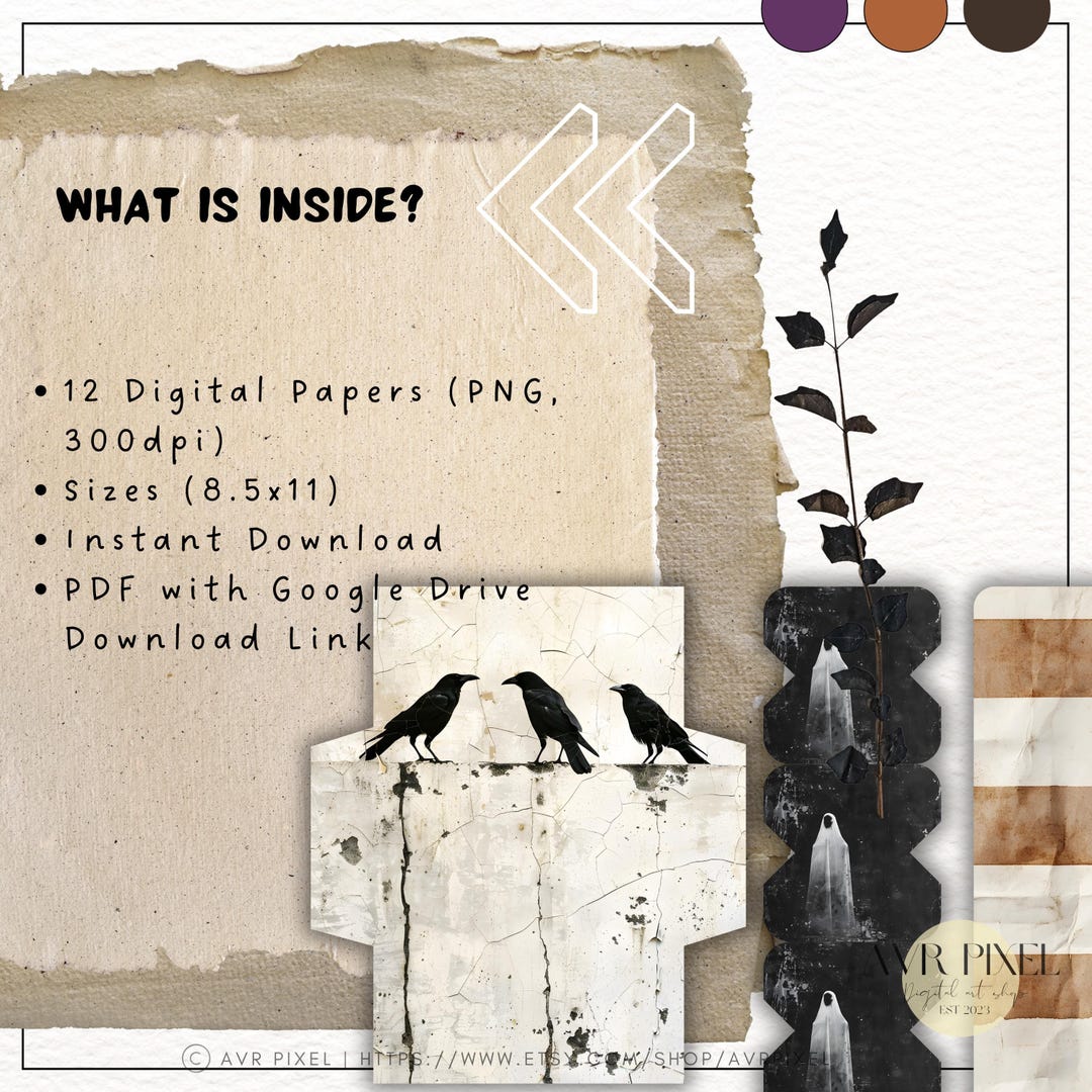 Vintage Halloween Digital Paper Pack view 5