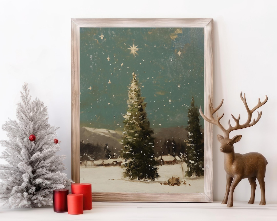 Vintage Christmas Tree Landscape Print view 2