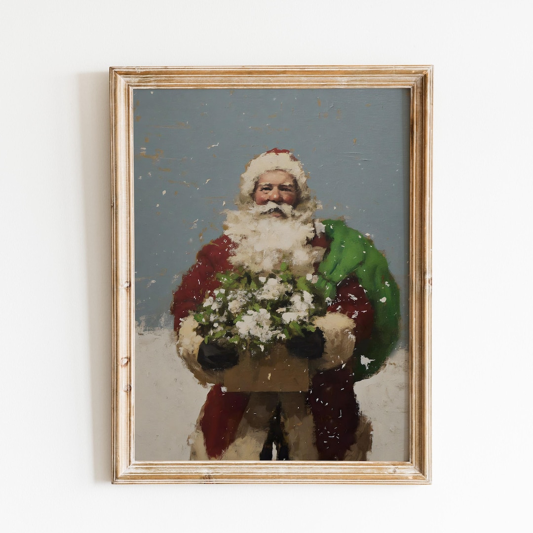 Vintage Santa Flowers Portrait