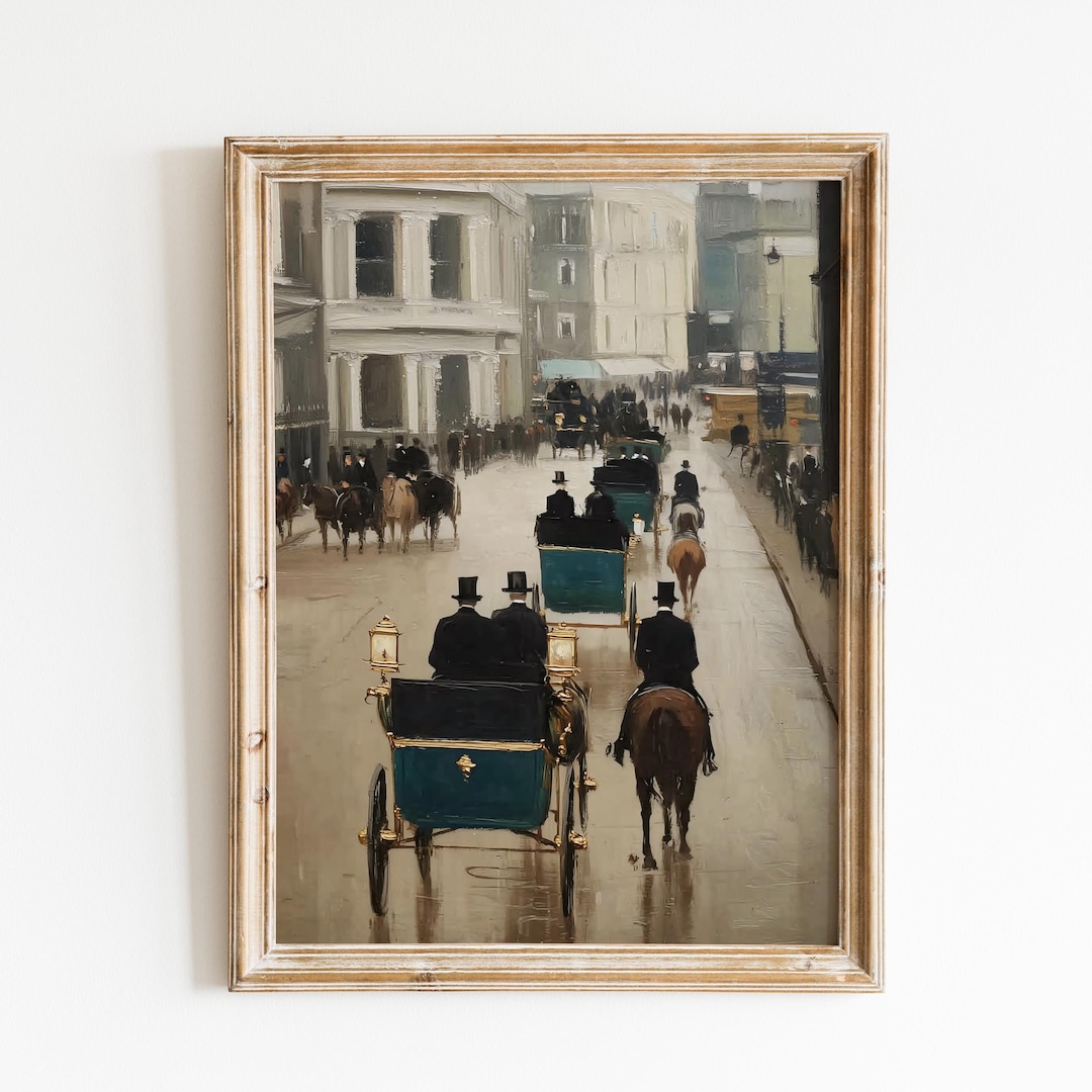 Vintage European Street Scene Carriage Art Print
