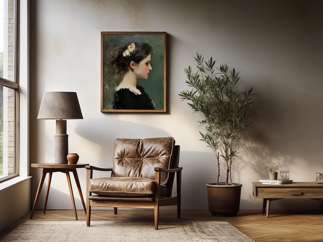 Victorian Woman Portrait, Moody Vintage Art view 4