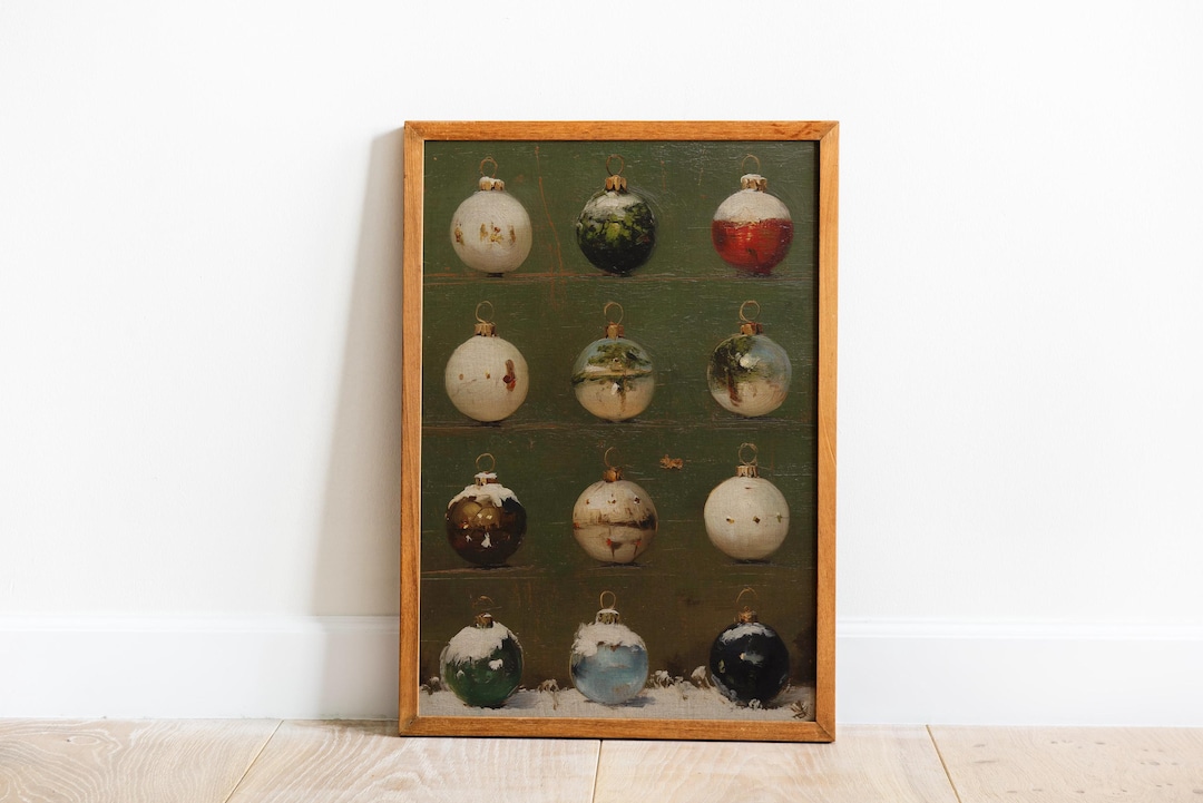 Vintage Christmas Ornaments Painting view 3