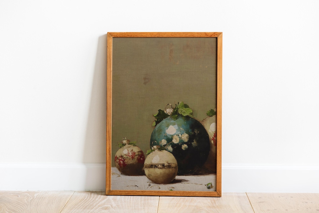 Vintage Christmas Baubles Still Life Print view 3