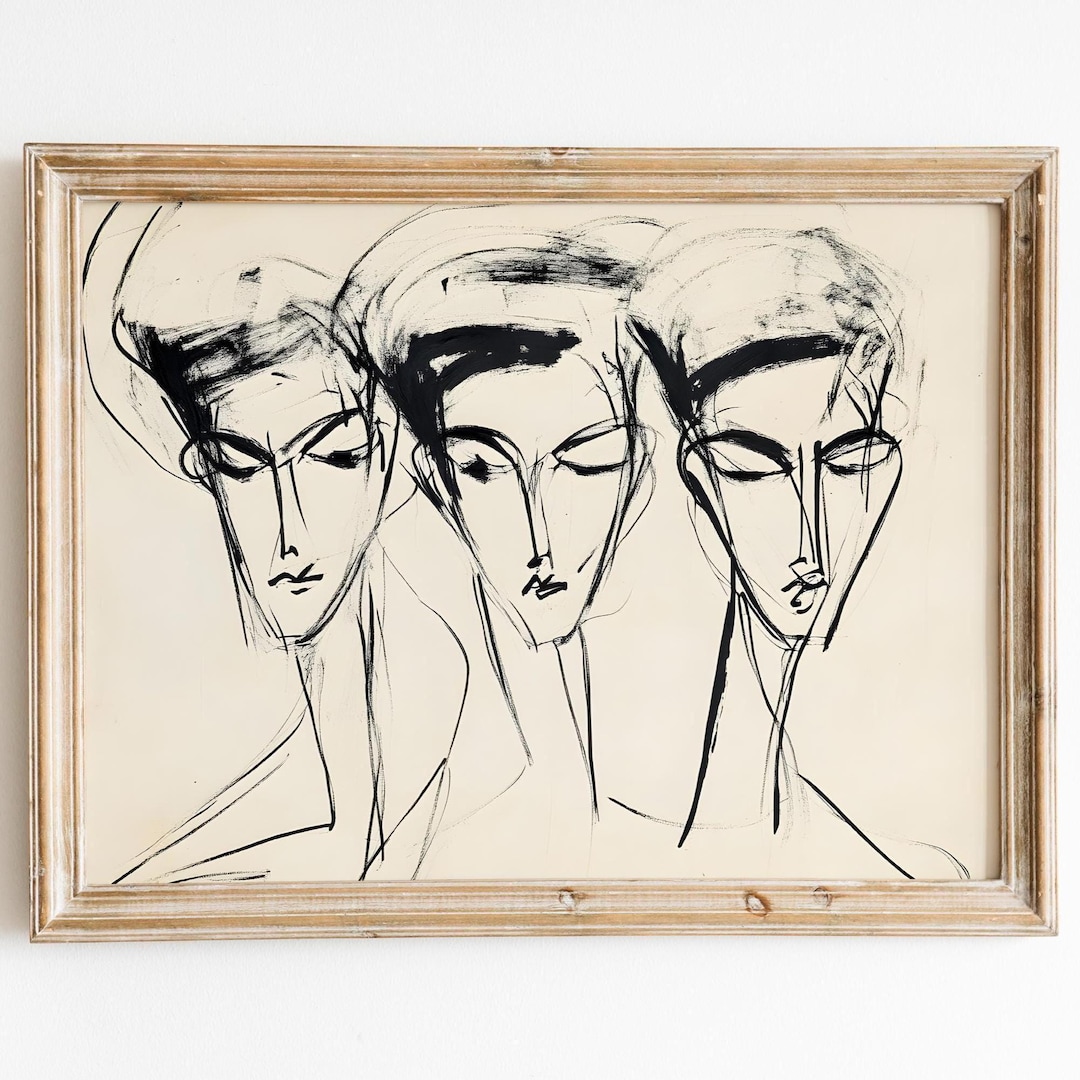 Botanical Art Prints: Minimalist Black Ink Trio
