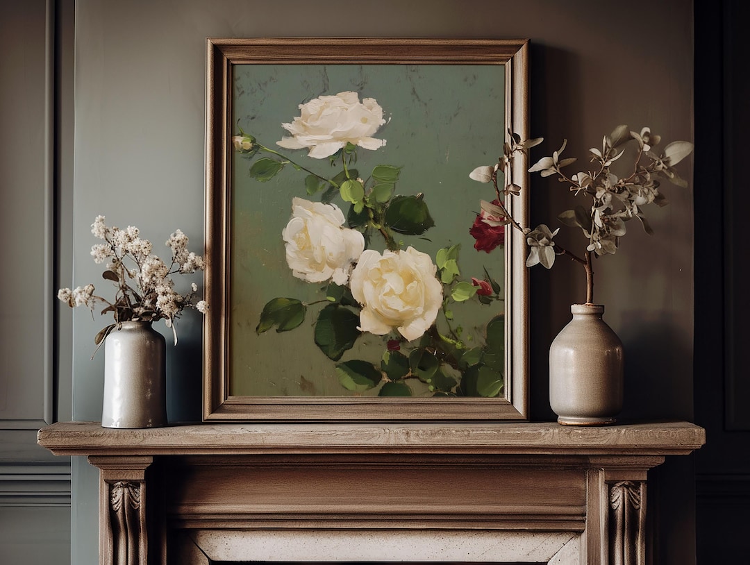 Vintage White Rose Botanical Print view 5