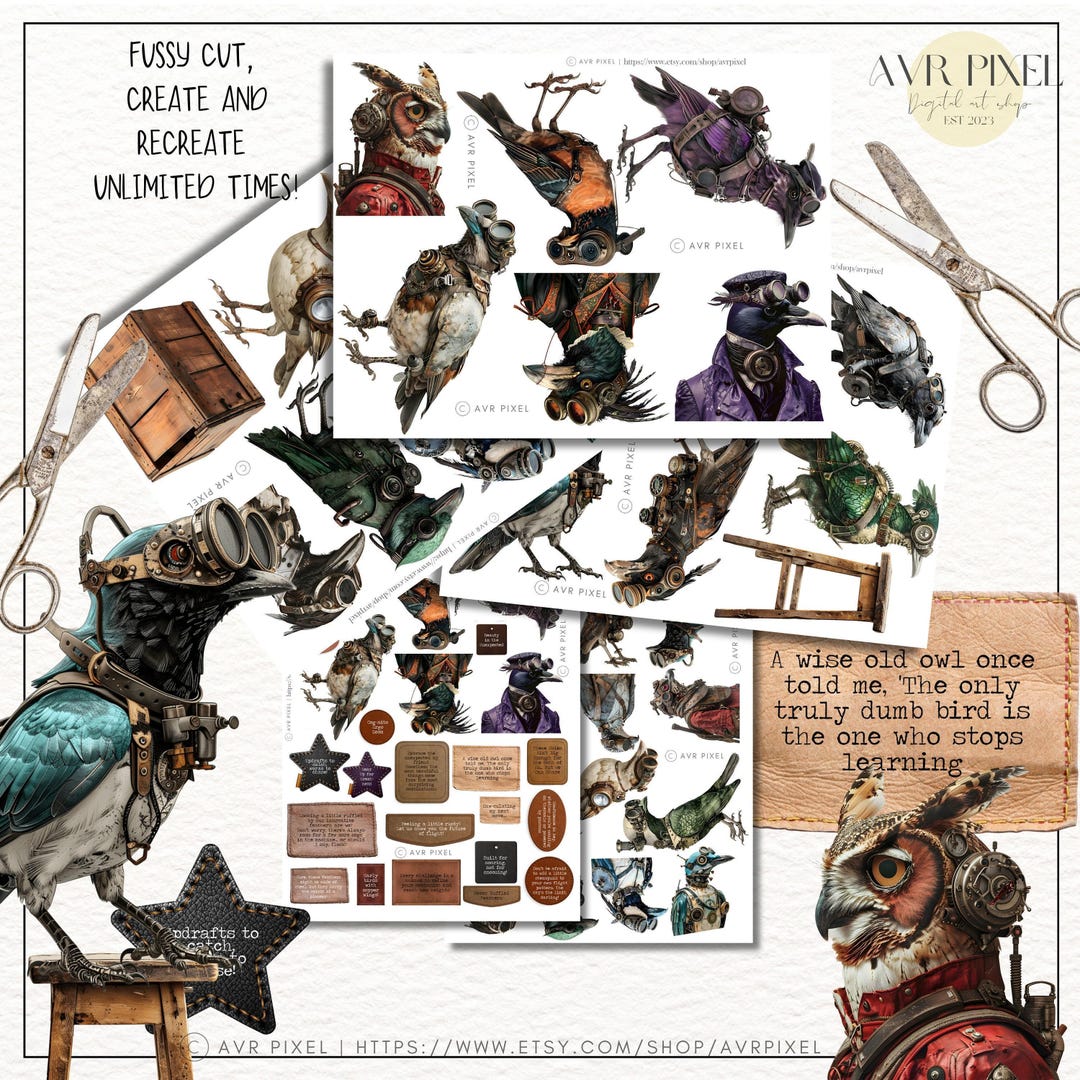 Steampunk Birds Ephemera Kit view 3