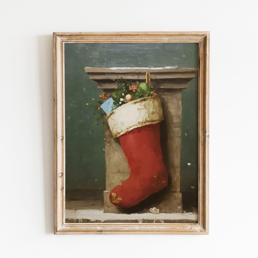 Vintage Christmas Stocking Print
