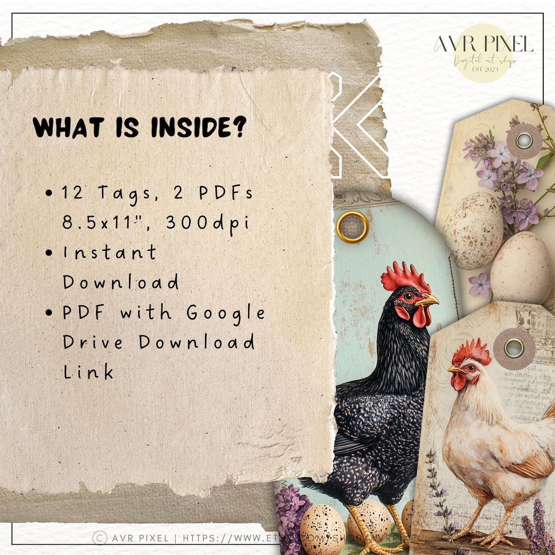 Easter Tags Printable Kit: Vintage Bunny & Rustic Farmhouse view 4