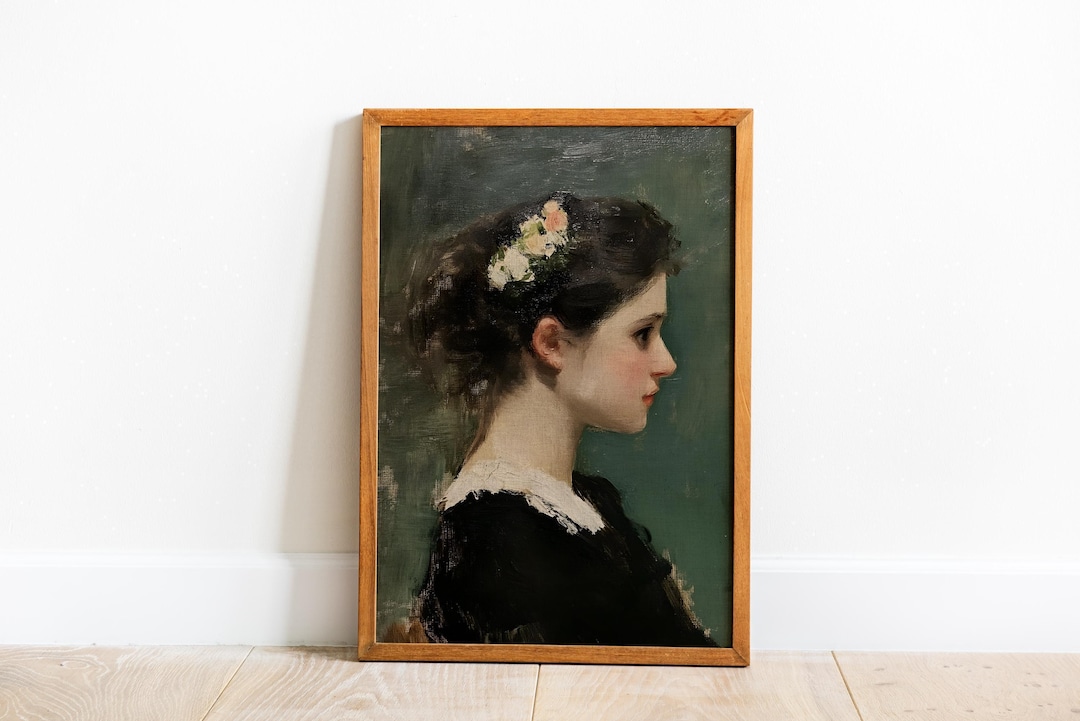 Victorian Woman Portrait, Moody Vintage Art view 2