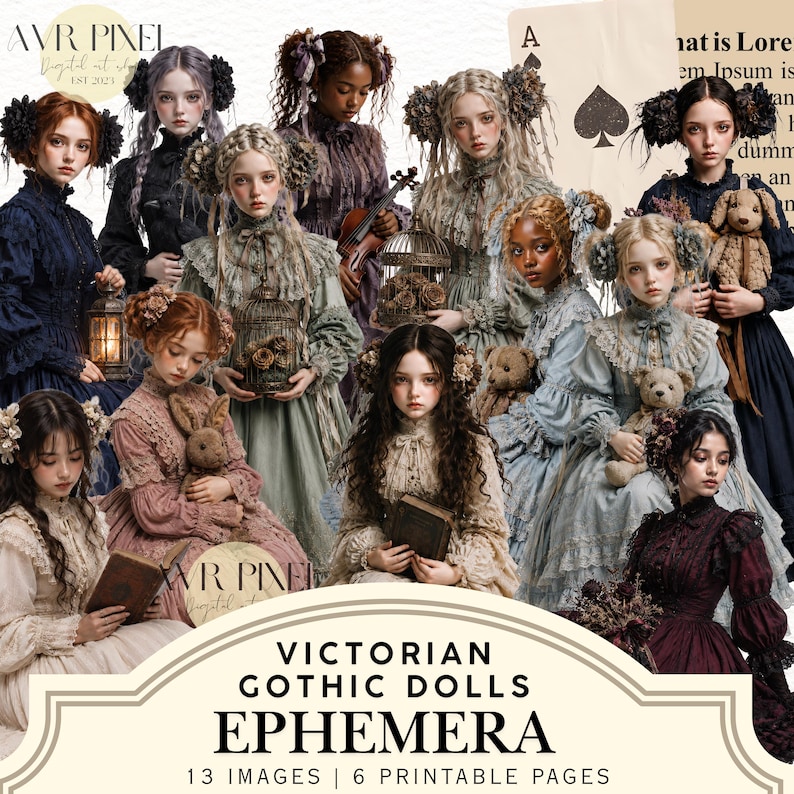 Victorian Gothic Dolls Ephemera Kit – Dark Romantic Junk Journal ...