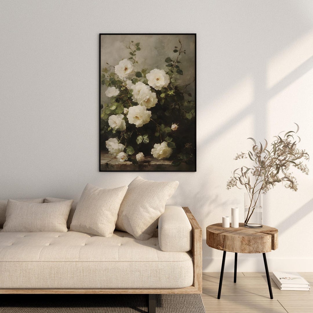 White Roses Still Life Botanical Wall Art view 4