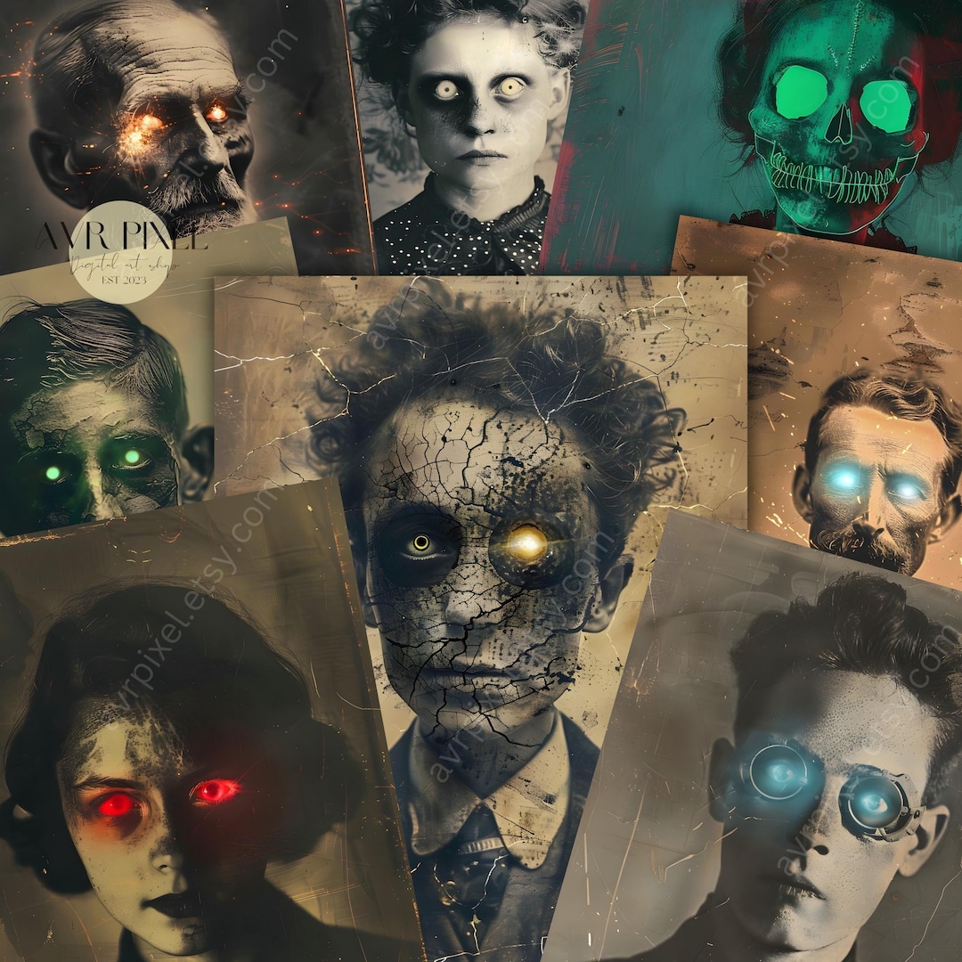 Laser-Eyed Ghost Portraits - Spooky Printable Halloween Decor view 3