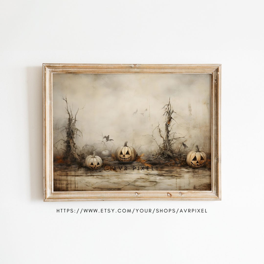 Haunted House Halloween Print: Rustic Fall Night Scene
