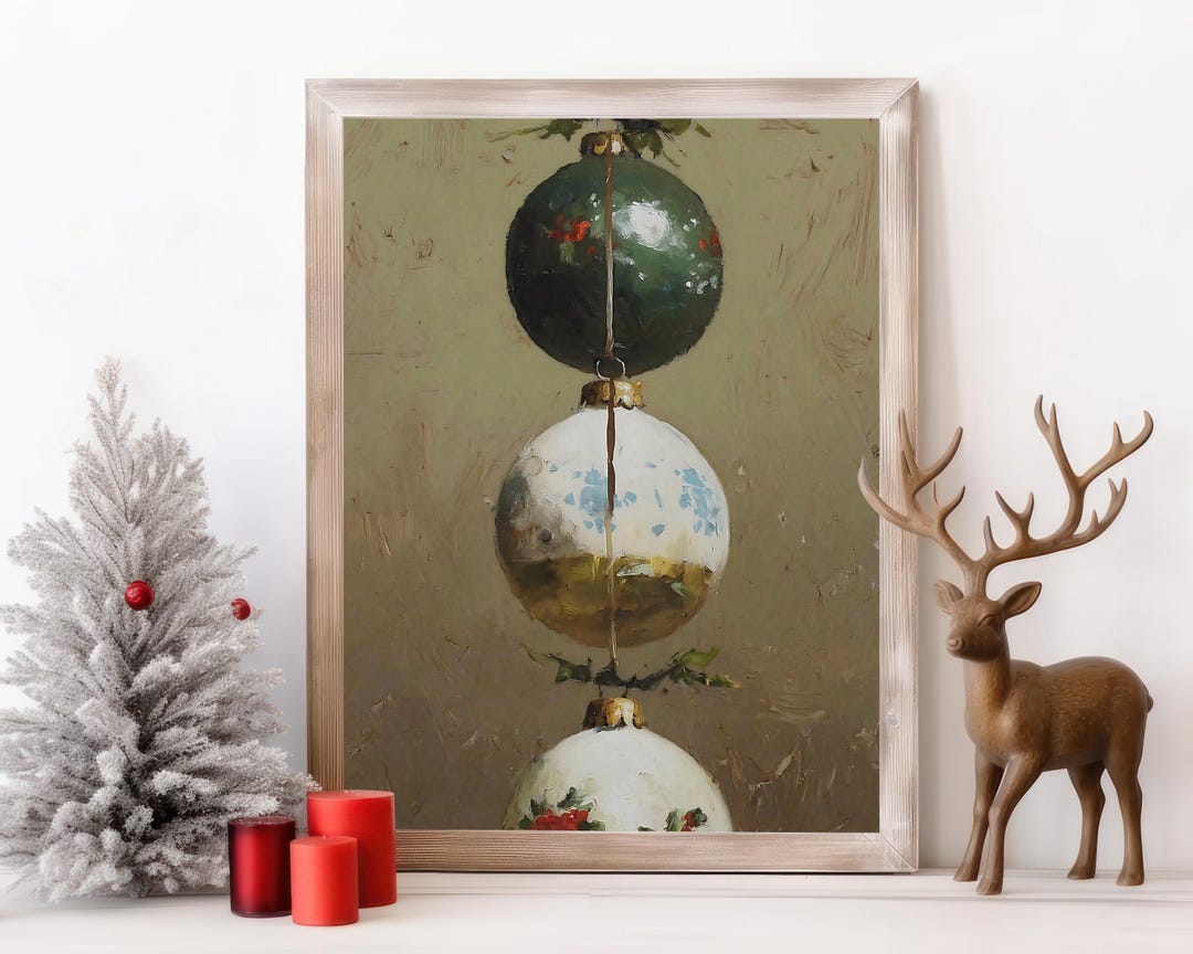 Vintage Christmas Ornaments Print view 4