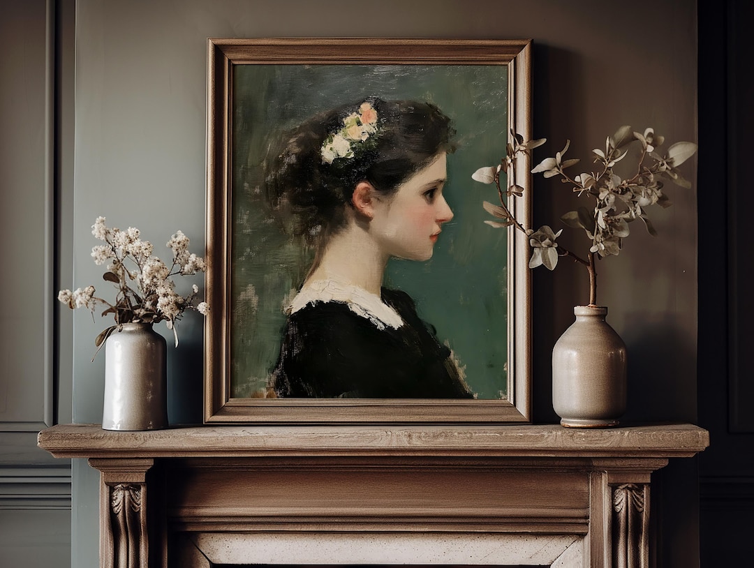 Victorian Woman Portrait, Moody Vintage Art view 3