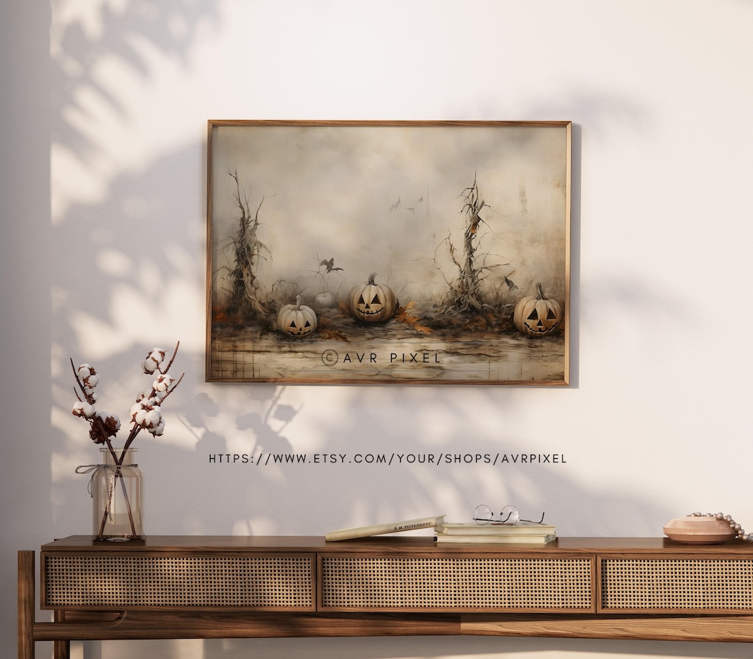 Haunted House Halloween Print: Rustic Fall Night Scene view 2