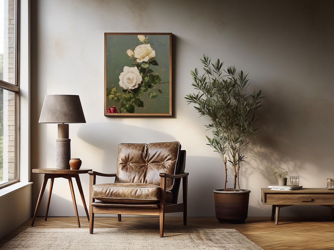 Vintage White Rose Painting view 5