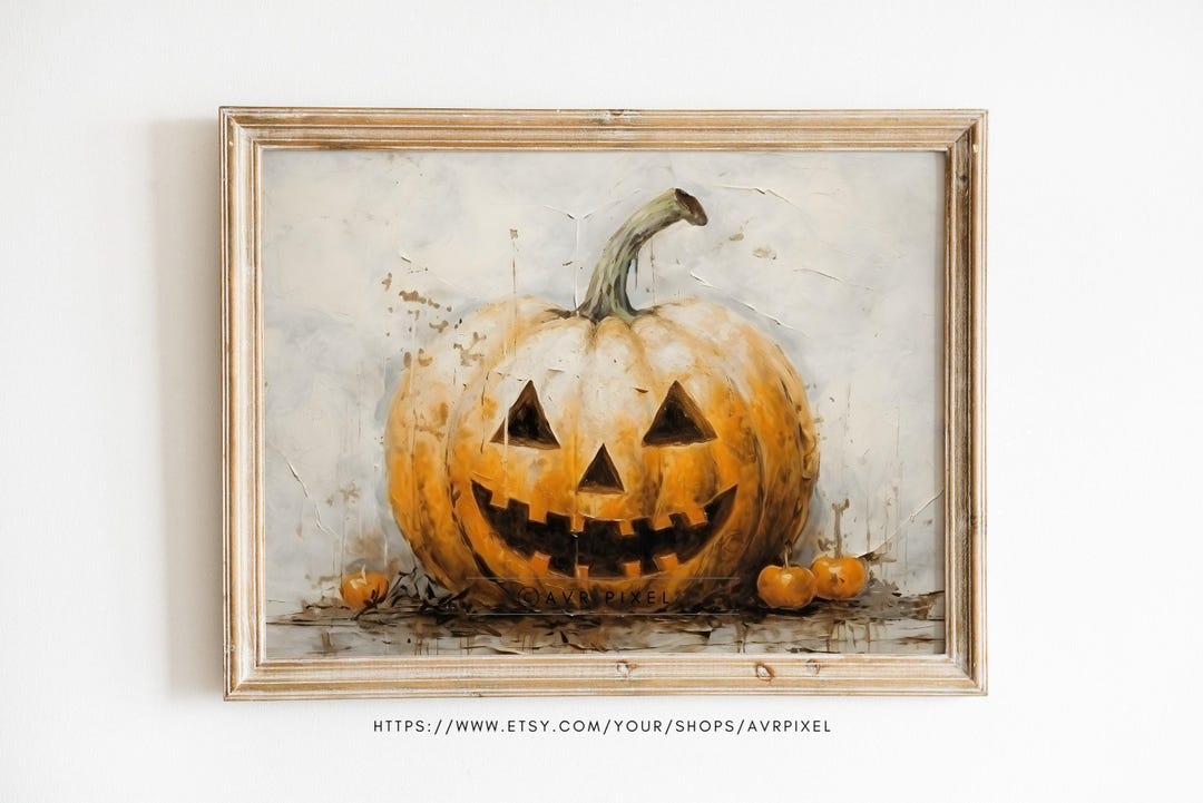 Vintage Jack O' Lantern Art Print: Halloween Pumpkin Digital Download