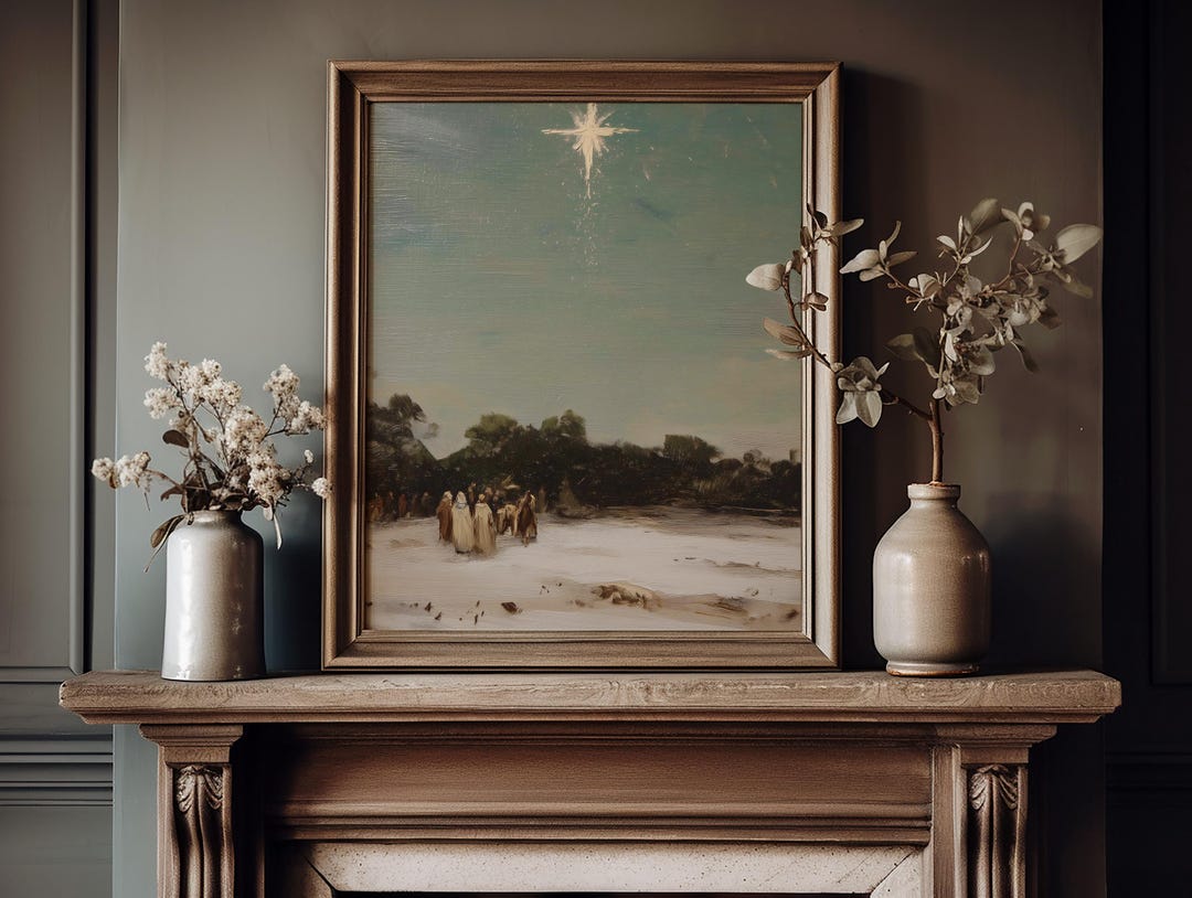 Minimalist Nativity Star Scene Print view 5