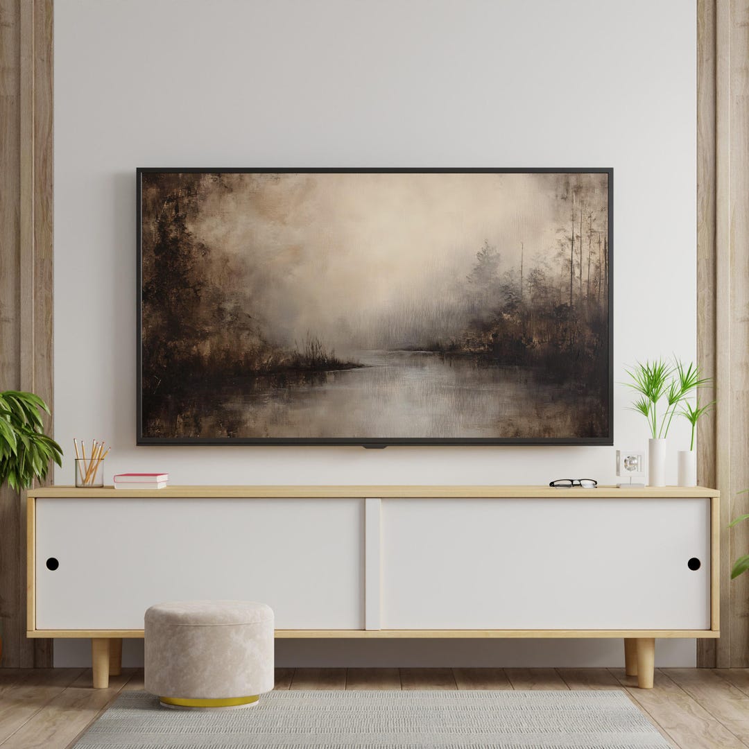 Neutral Winter Landscape Art, Abstract Organic Style