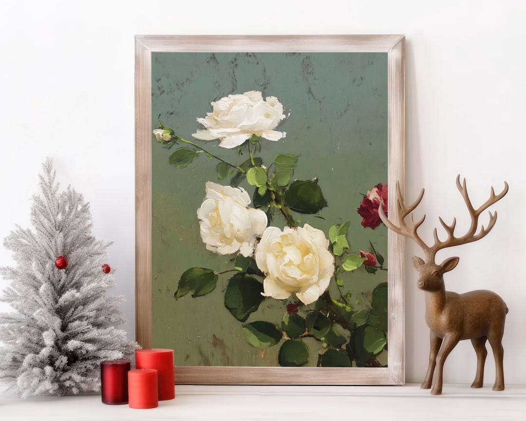 Vintage White Rose Botanical Print view 2