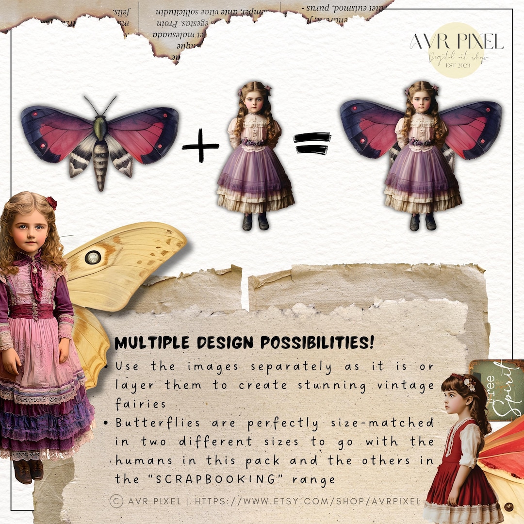 Vintage Butterfly Girls Ephemera Kit view 4