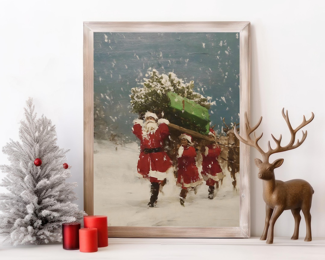 Vintage Santa Christmas Print view 2