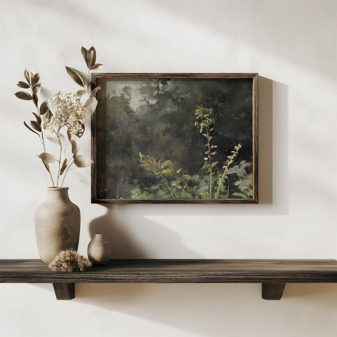 Lush Green Botanical Landscape Print: Serene Forest Wall Art view 2