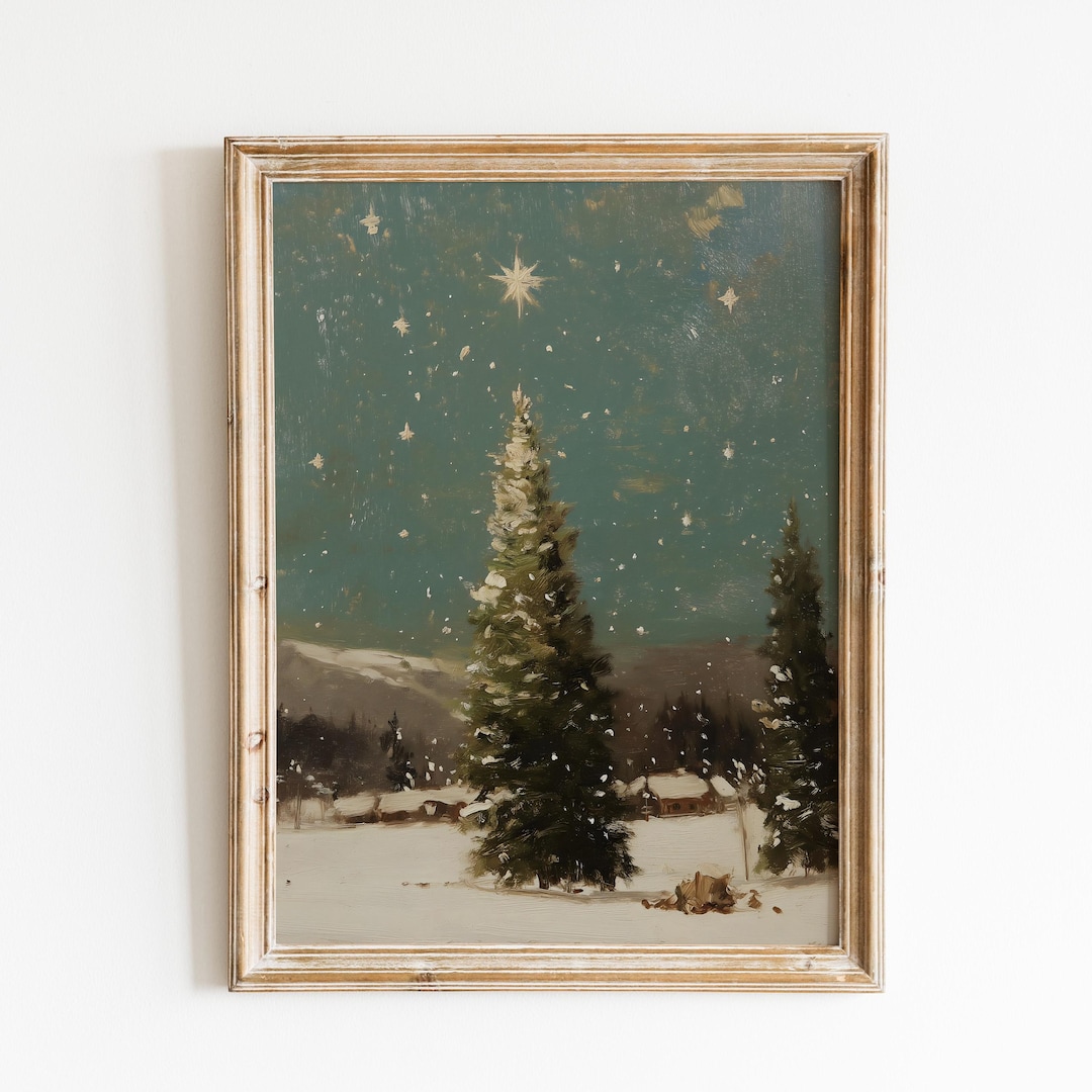 Vintage Christmas Tree Landscape Print