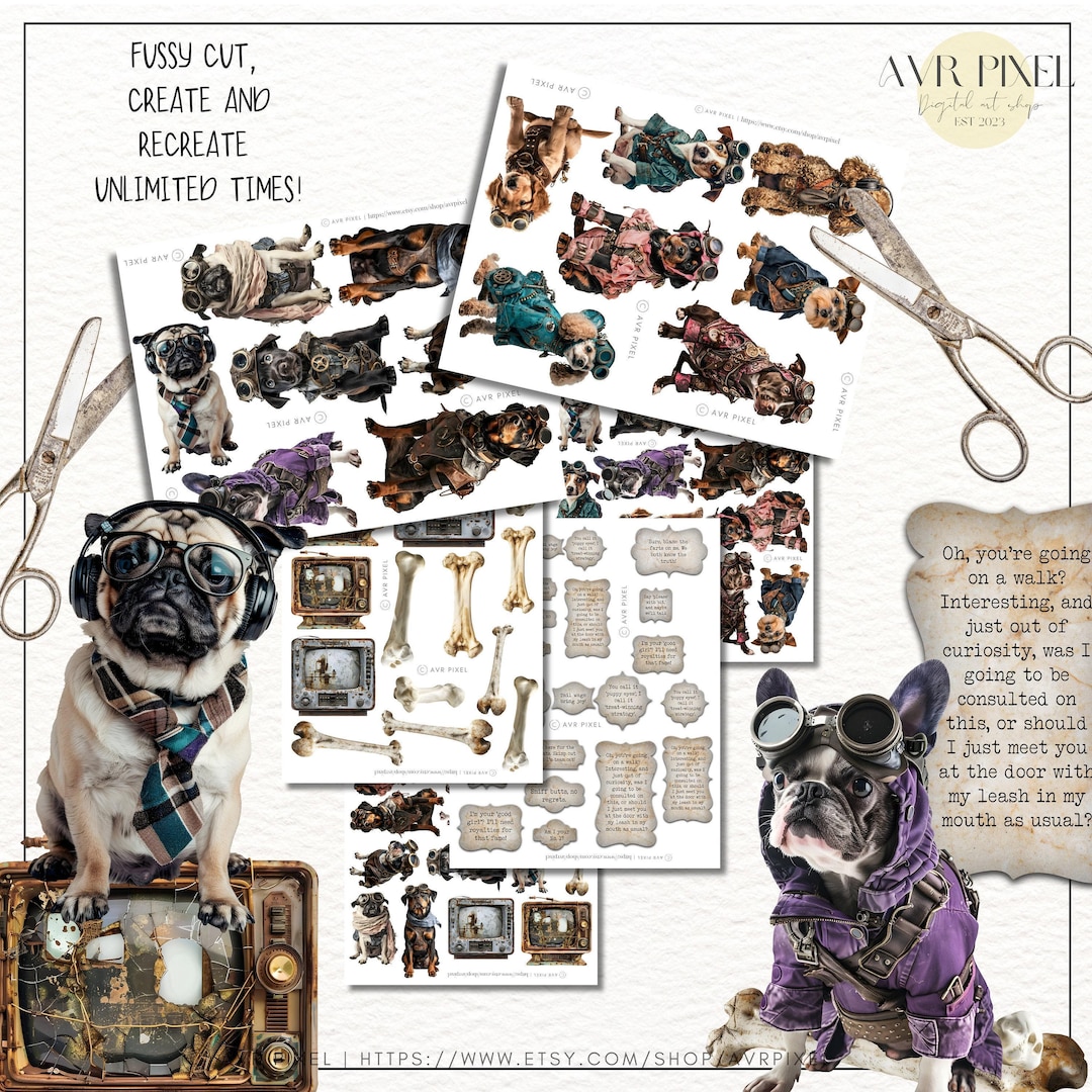 Steampunk Dogs Ephemera Kit view 2