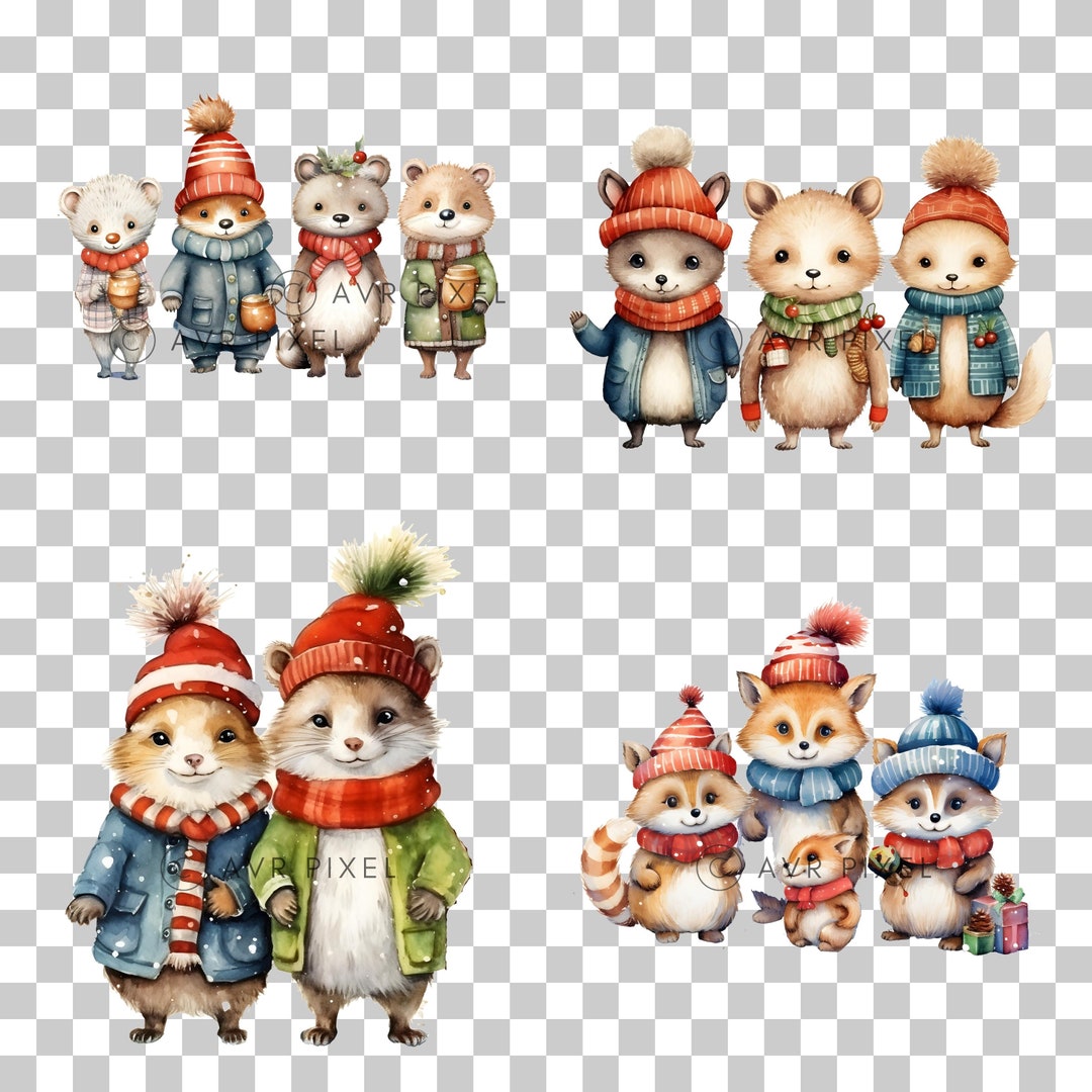 Christmas Animal Cliparts: Watercolor PNG Designs view 5