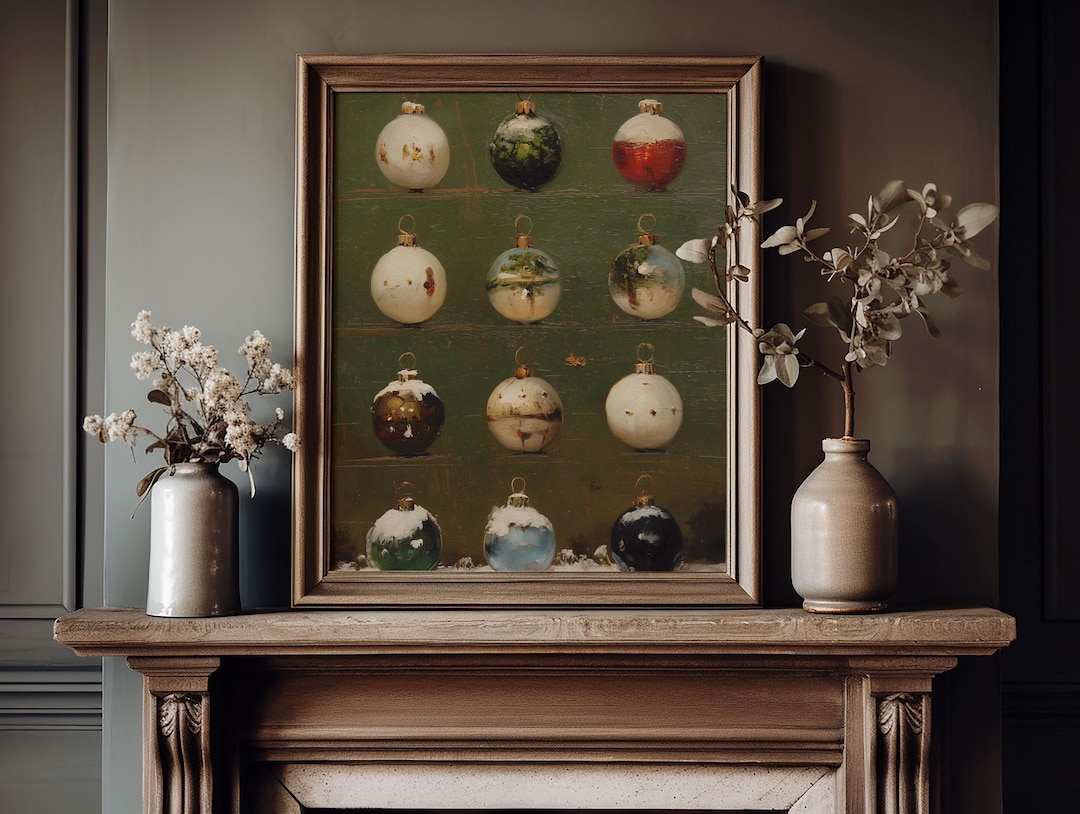 Vintage Christmas Ornaments Painting view 4