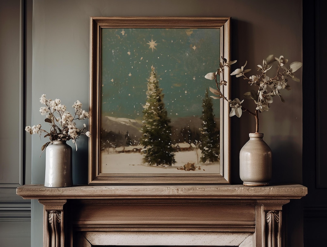 Vintage Christmas Tree Landscape Print view 5