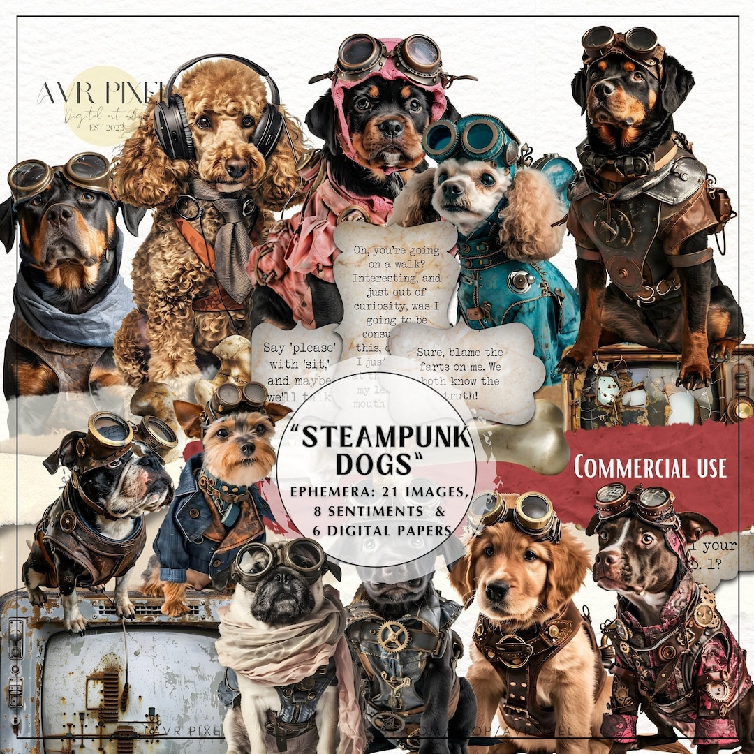 Steampunk Dogs Ephemera Kit
