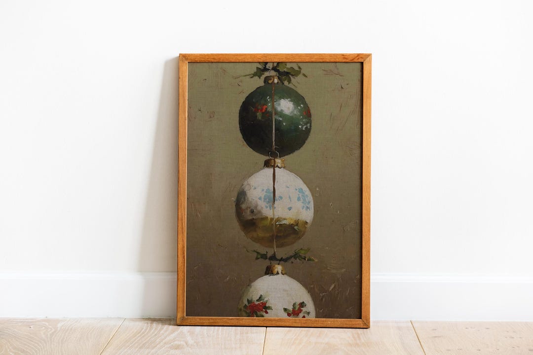 Vintage Christmas Ornaments Print view 3
