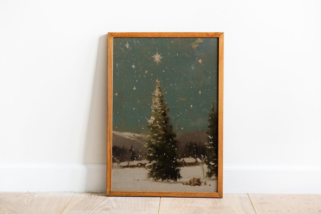 Vintage Christmas Tree Landscape Print view 3