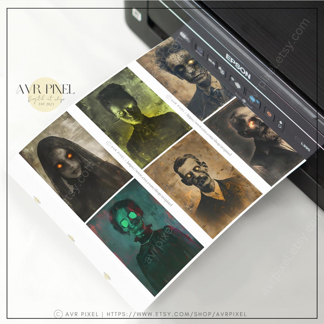 Laser-Eyed Ghost Portraits - Spooky Printable Halloween Decor view 5