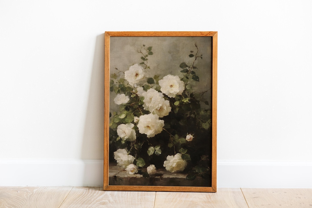White Roses Still Life Botanical Wall Art view 2
