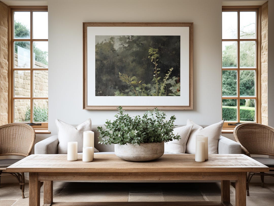 Lush Green Botanical Landscape Print: Serene Forest Wall Art view 4