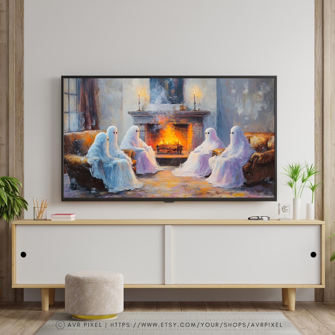 Halloween Ghost TV Art, Minimalist Design