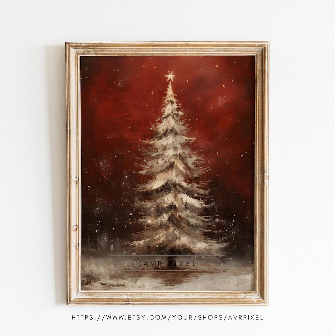 Vintage Christmas Tree Print: Farmhouse Winter Wall Decor