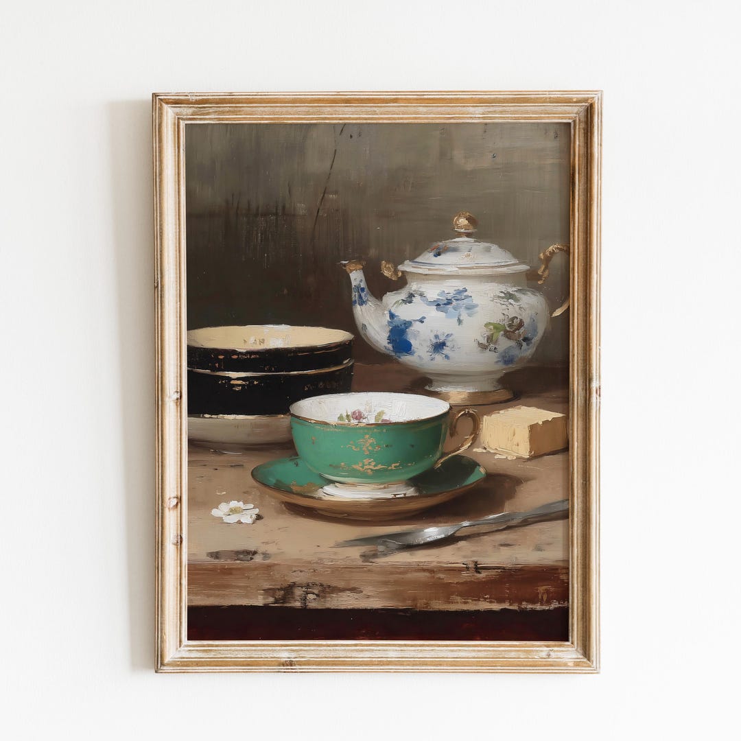 Vintage Teapot Painting