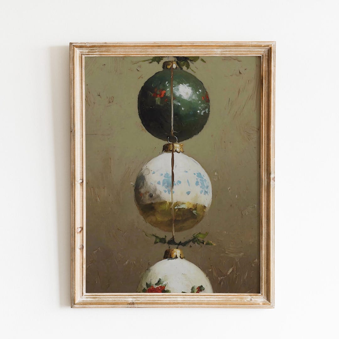 Vintage Christmas Ornaments Print
