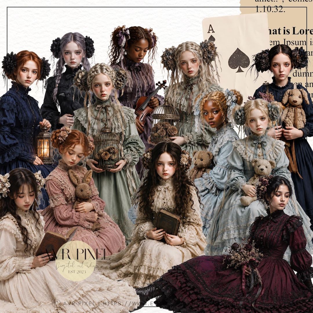 Victorian Gothic Dolls Ephemera Kit view 2