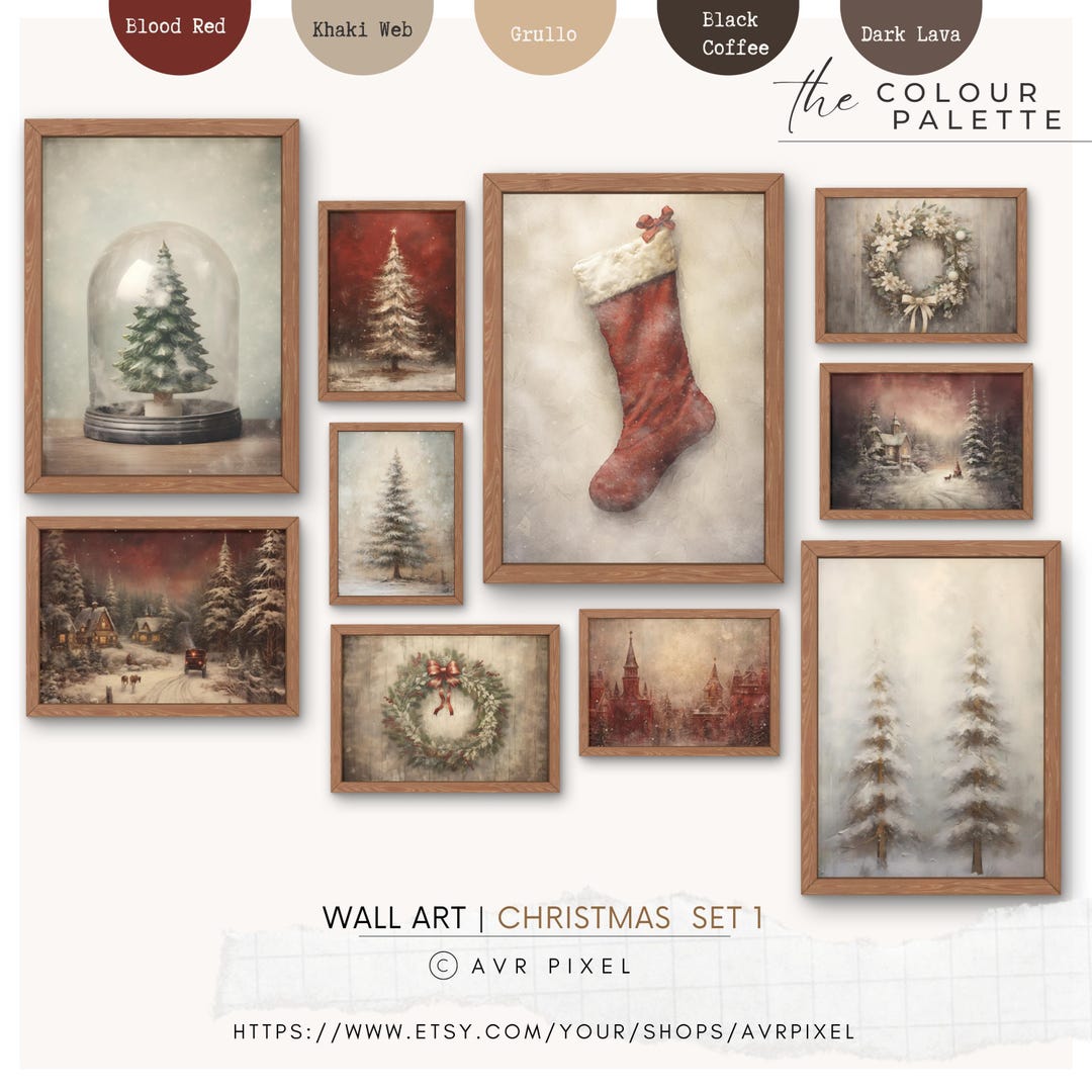Farmhouse Christmas Wall Art Prints
