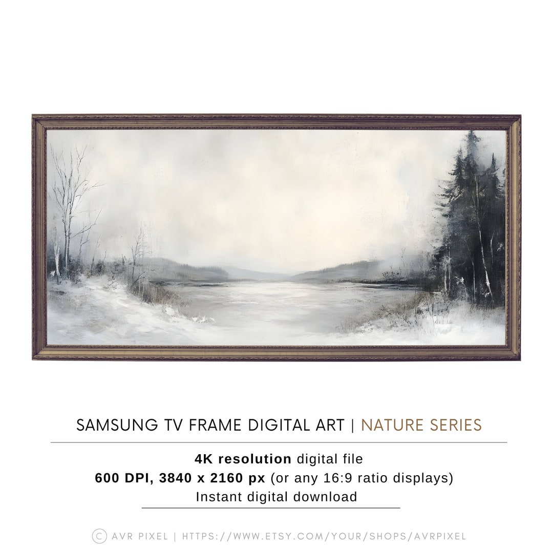 Samsung Frame TV Art: Abstract Neutral Winter Landscape - Modern Organic Style view 3
