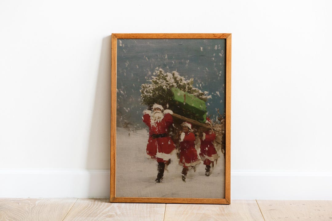 Vintage Santa Christmas Print view 3